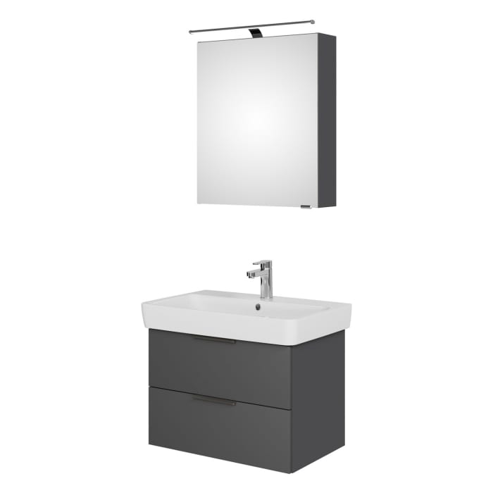 Steinkamp Living 2.0 / Geberit Renova Plan Badmöbel Set 75 cm mit Spiegelschrank