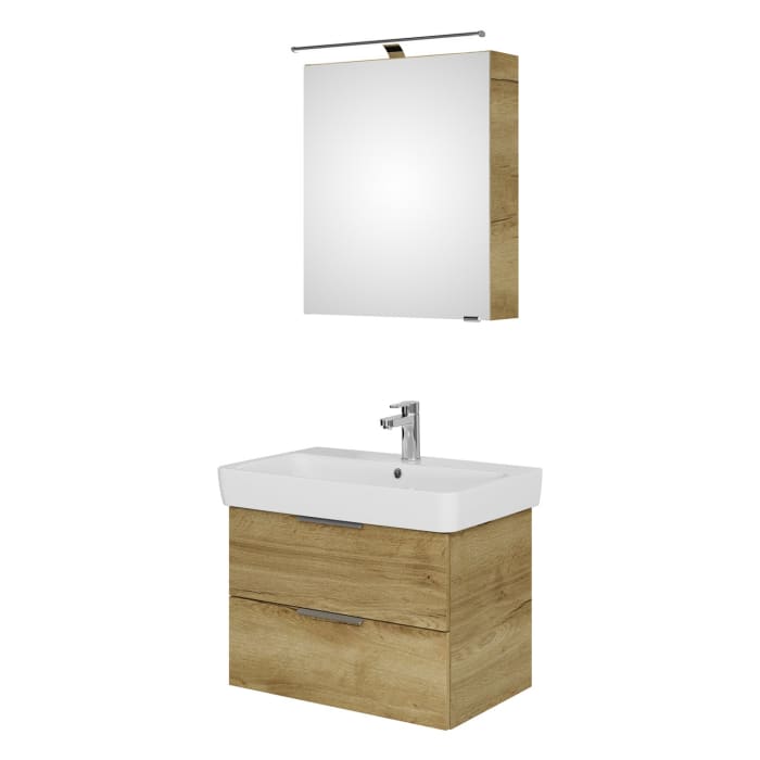 Steinkamp Living 2.0 / Geberit Renova Plan Badmöbel Set 75 cm mit Spiegelschrank