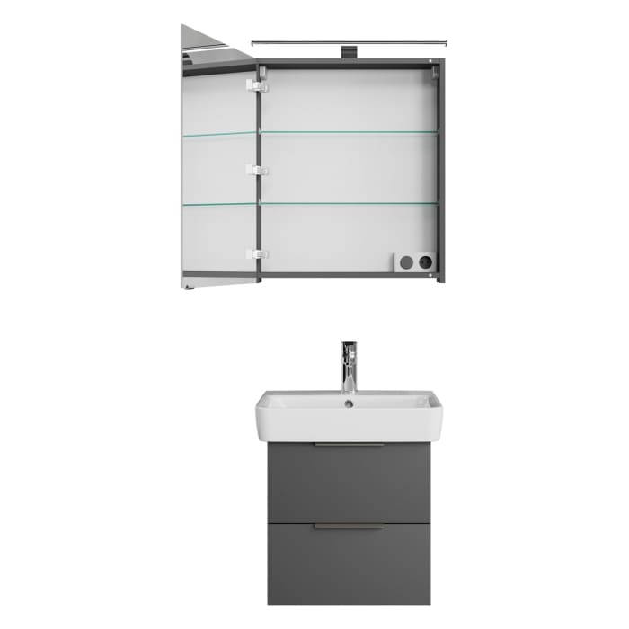 Steinkamp Living 2.0 / Geberit Renova Plan Badmöbel Set 55 cm mit Spiegelschrank