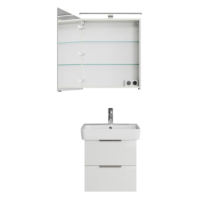 Steinkamp Living 2.0 / Geberit Renova Plan Badmöbel Set 55 cm mit Spiegelschrank