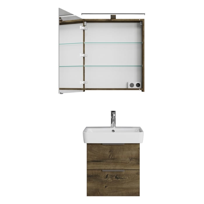 Steinkamp Living 2.0 / Geberit Renova Plan Badmöbel Set 55 cm mit Spiegelschrank
