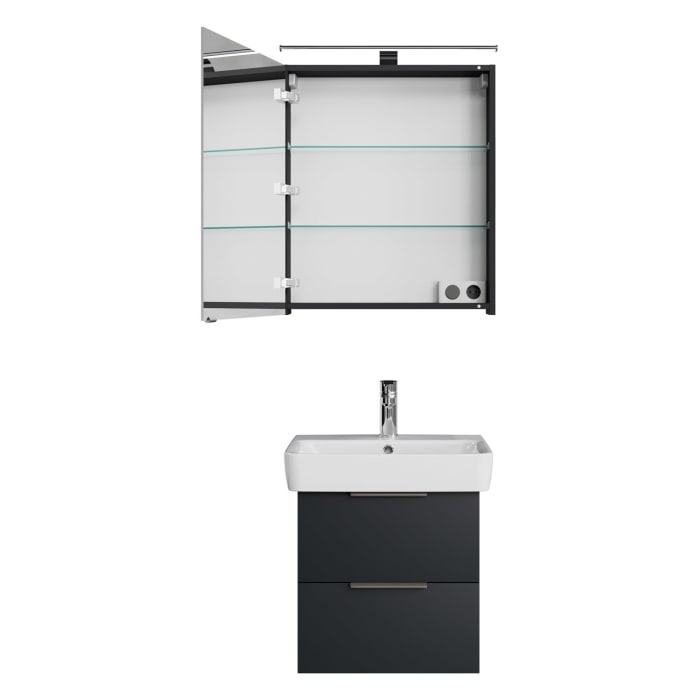 Steinkamp Living 2.0 / Geberit Renova Plan Badmöbel Set 55 cm mit Spiegelschrank
