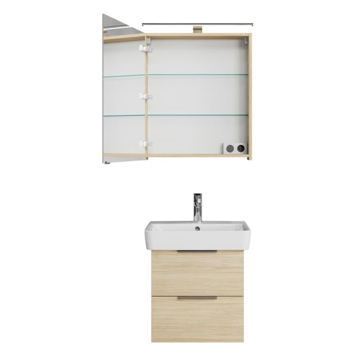 Steinkamp Living 2.0 / Geberit Renova Plan Badmöbel Set 55 cm mit Spiegelschrank
