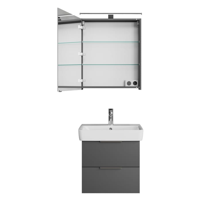 Steinkamp Living 2.0 / Geberit Renova Plan Badmöbel Set 60 cm mit Spiegelschrank