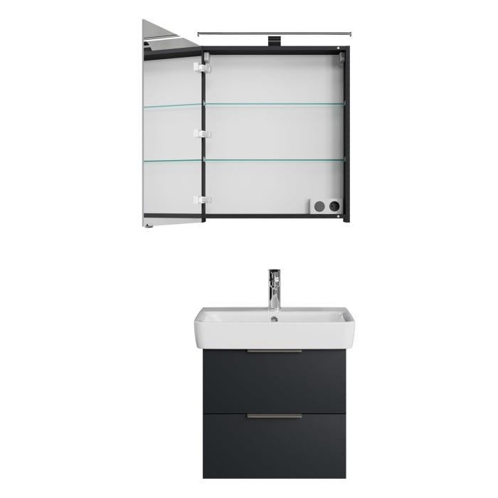 Steinkamp Living 2.0 / Geberit Renova Plan Badmöbel Set 60 cm mit Spiegelschrank