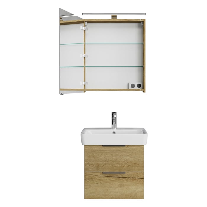 Steinkamp Living 2.0 / Geberit Renova Plan Badmöbel Set 60 cm mit Spiegelschrank