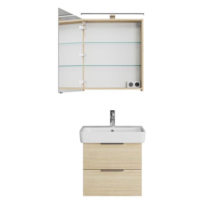 Steinkamp Living 2.0 / Geberit Renova Plan Badmöbel Set 60 cm mit Spiegelschrank