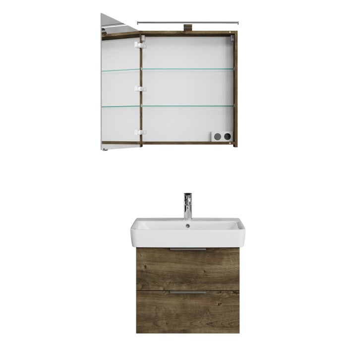 Steinkamp Living 2.0 / Geberit Renova Plan Badmöbel Set 65 cm mit Spiegelschrank