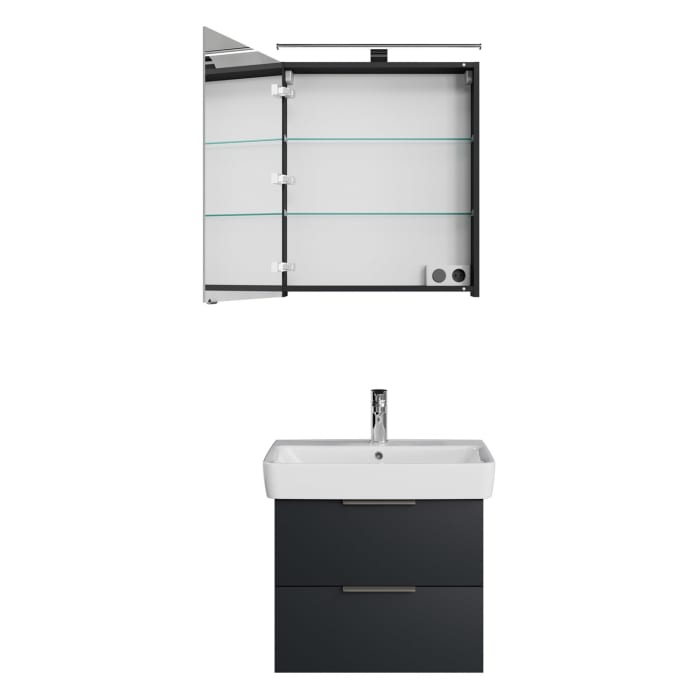 Steinkamp Living 2.0 / Geberit Renova Plan Badmöbel Set 65 cm mit Spiegelschrank