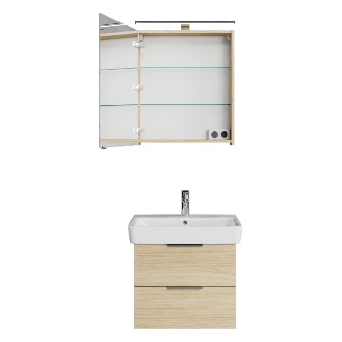 Steinkamp Living 2.0 / Geberit Renova Plan Badmöbel Set 65 cm mit Spiegelschrank