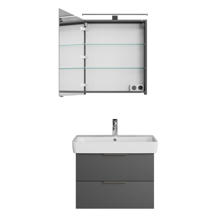 Steinkamp Living 2.0 / Geberit Renova Plan Badmöbel Set 75 cm mit Spiegelschrank