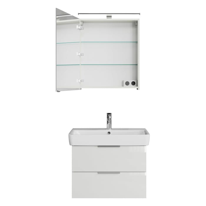 Steinkamp Living 2.0 / Geberit Renova Plan Badmöbel Set 75 cm mit Spiegelschrank