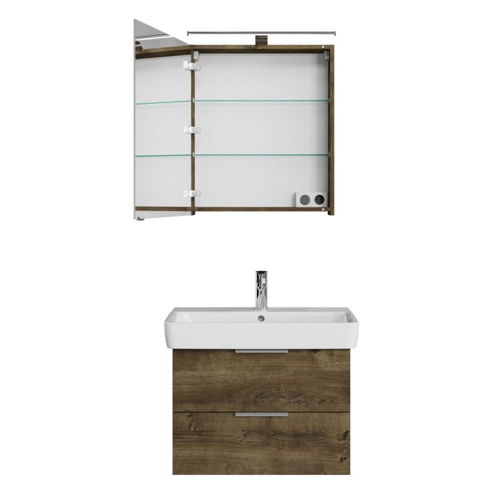 Steinkamp Living 2.0 / Geberit Renova Plan Badmöbel Set 75 cm mit Spiegelschrank