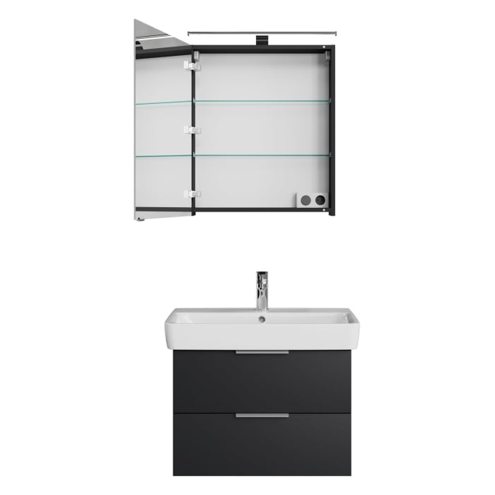 Steinkamp Living 2.0 / Geberit Renova Plan Badmöbel Set 75 cm mit Spiegelschrank
