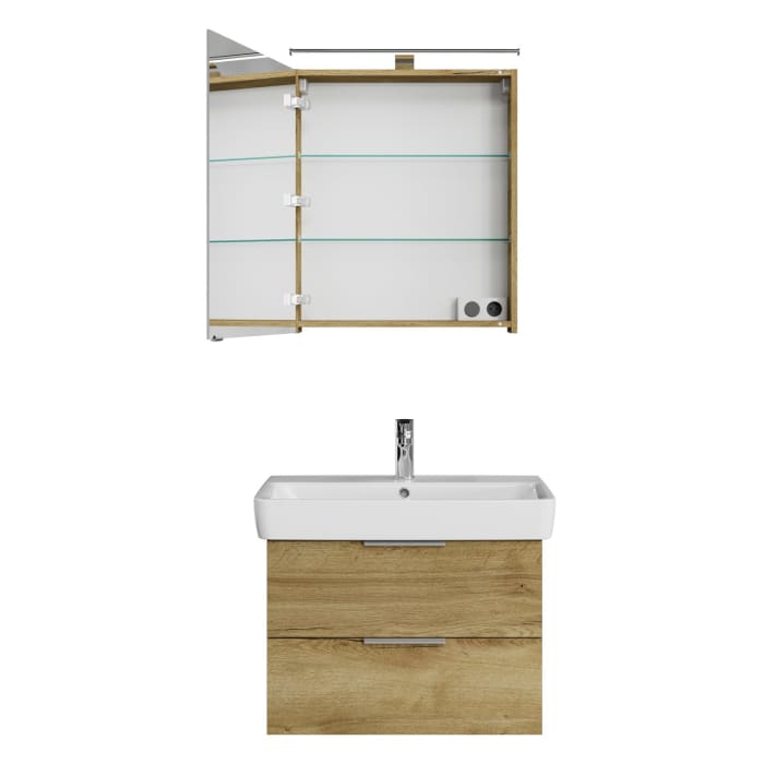Steinkamp Living 2.0 / Geberit Renova Plan Badmöbel Set 75 cm mit Spiegelschrank