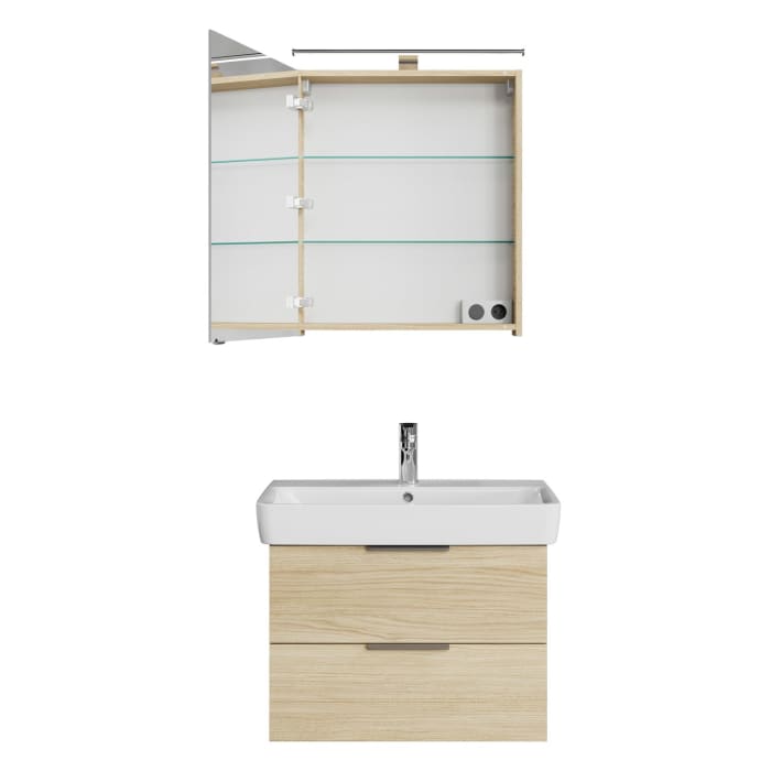 Steinkamp Living 2.0 / Geberit Renova Plan Badmöbel Set 75 cm mit Spiegelschrank