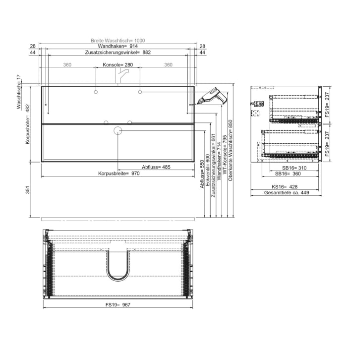Steinkamp Living 2.0 / GROHE Essence Waschtisch mit Unterschrank 100 cm
