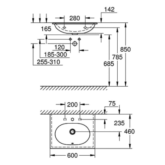 Steinkamp Living 2.0 / GROHE Essence Badmöbel Set 60 cm mit Spiegelschrank