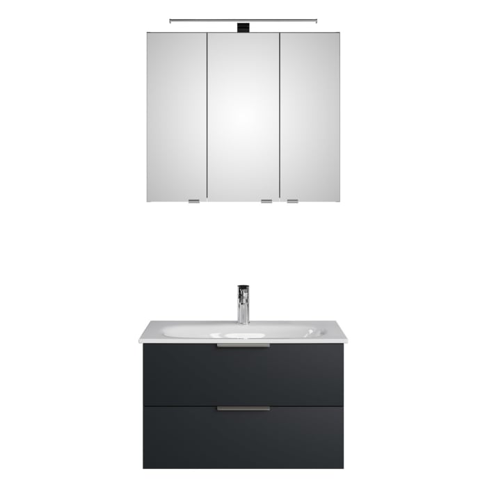 Steinkamp Living 2.0 / GROHE Essence Badmöbel Set 80 cm mit Spiegelschrank
