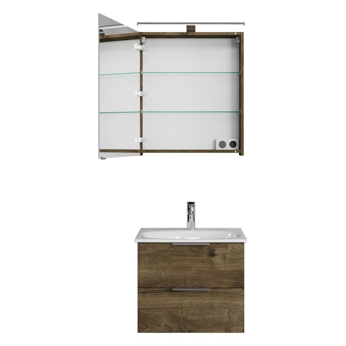 Steinkamp Living 2.0 / GROHE Essence Badmöbel Set 60 cm mit Spiegelschrank