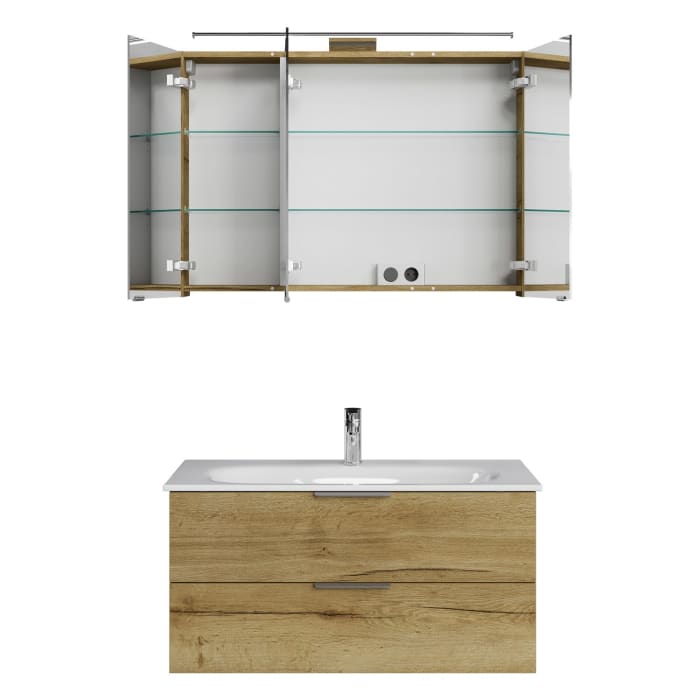 Steinkamp Living 2.0 / GROHE Essence Badmöbel Set 100 cm mit Spiegelschrank