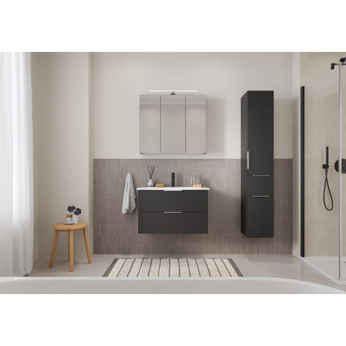 Steinkamp Living 2.0 / GROHE Essence Badmöbel Set 80 cm mit Spiegelschrank