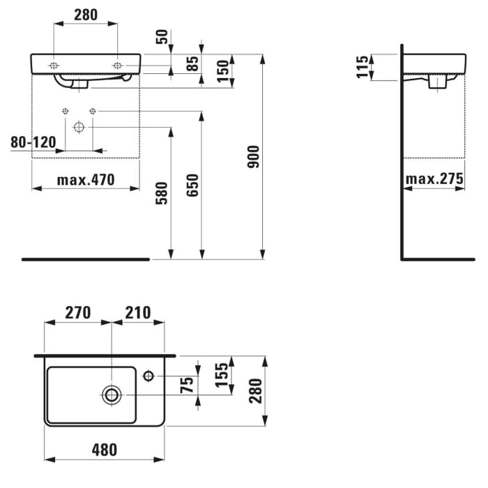 Steinkamp Living 2.0 / LAUFEN PRO S Badmöbel Set 48 cm mit Spiegelschrank