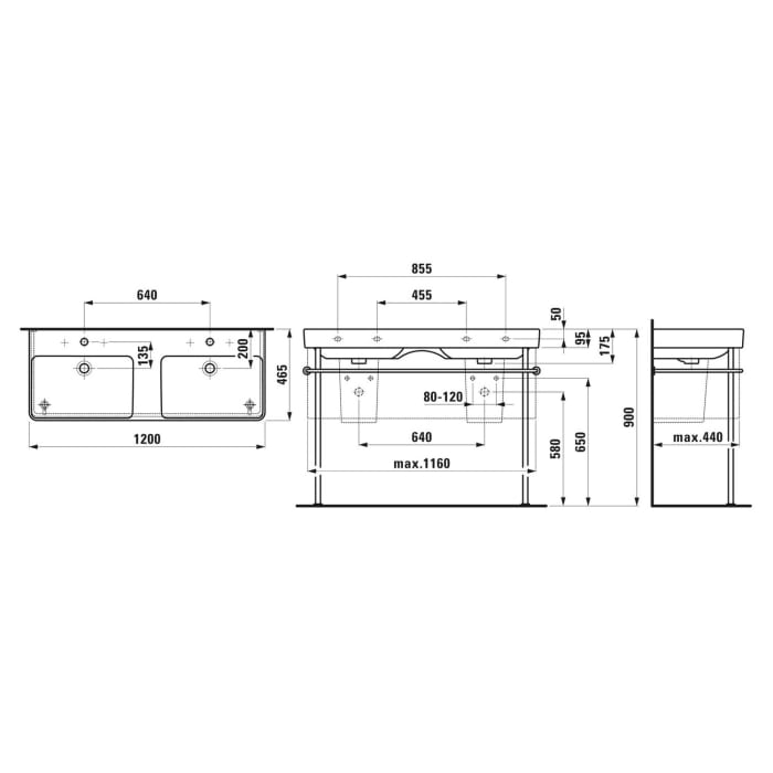 Steinkamp Living 2.0 / LAUFEN PRO S Badmöbel Set 120 cm mit Spiegelschrank, 2 Türen