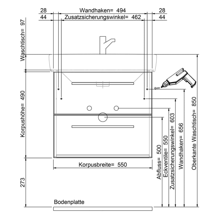 Steinkamp Living 2.0 / LAUFEN PRO S Waschtisch mit Unterschrank 60 cm