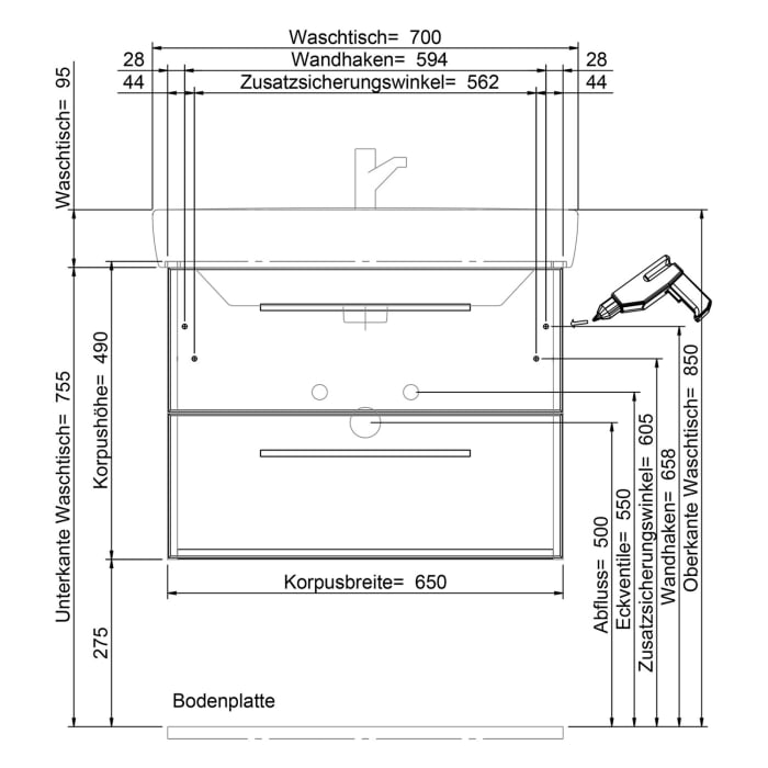 Steinkamp Living 2.0 / LAUFEN PRO S Waschtisch mit Unterschrank 70 cm