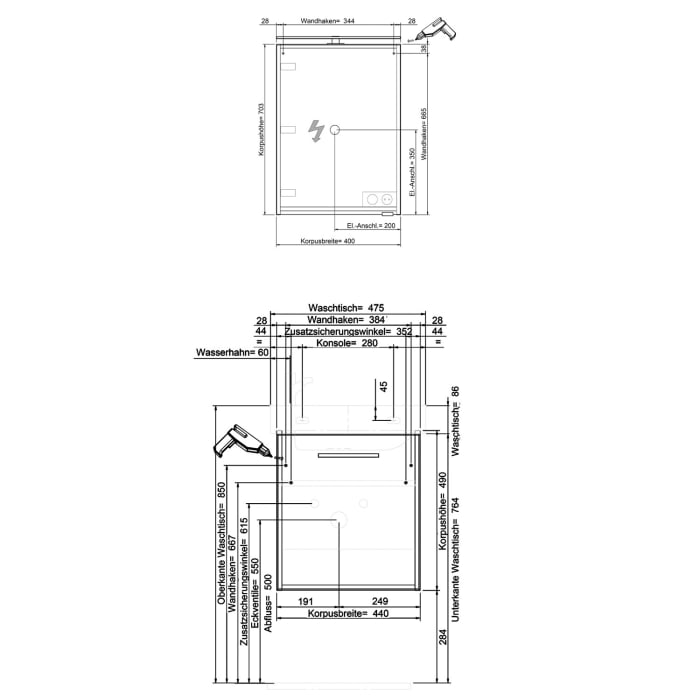 Steinkamp Living 2.0 / LAUFEN PRO S Badmöbel Set 48 cm mit Spiegelschrank