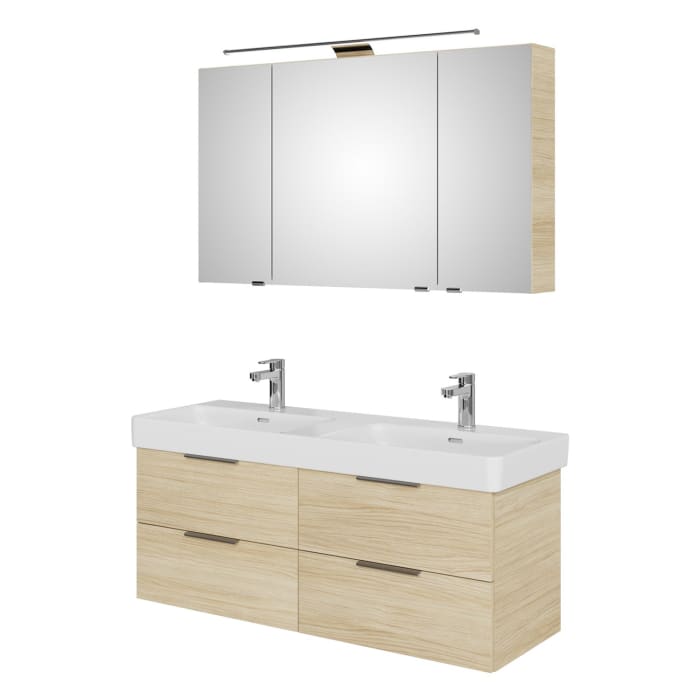 Steinkamp Living 2.0 / LAUFEN PRO S Badmöbel Set 130 cm mit Spiegelschrank, 3 Türen
