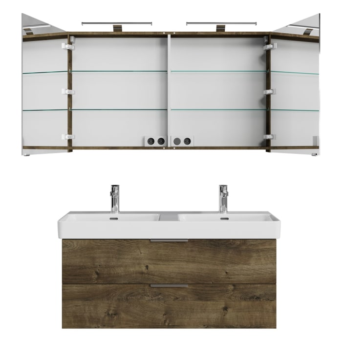 Steinkamp Living 2.0 / LAUFEN PRO S Badmöbel Set 120 cm mit Spiegelschrank, 2 Türen