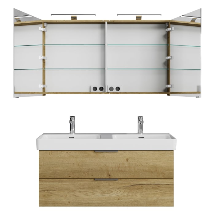 Steinkamp Living 2.0 / LAUFEN PRO S Badmöbel Set 120 cm mit Spiegelschrank, 2 Türen