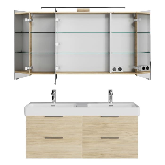 Steinkamp Living 2.0 / LAUFEN PRO S Badmöbel Set 130 cm mit Spiegelschrank, 3 Türen