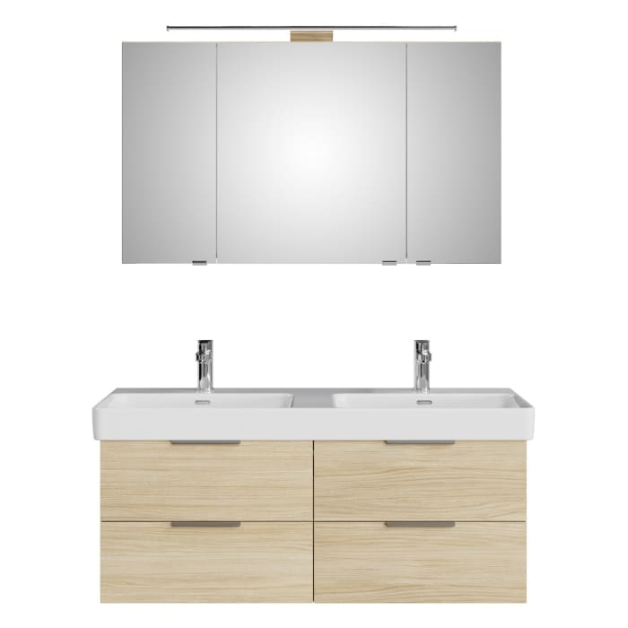 Steinkamp Living 2.0 / LAUFEN PRO S Badmöbel Set 130 cm mit Spiegelschrank, 3 Türen