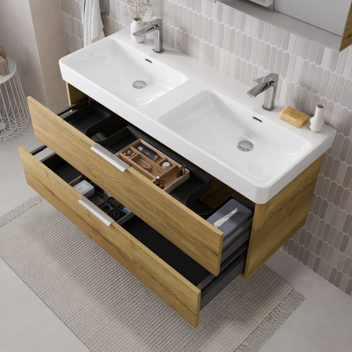 Steinkamp Living 2.0 / LAUFEN PRO S Badmöbel Set 120 cm mit Spiegelschrank, 2 Türen