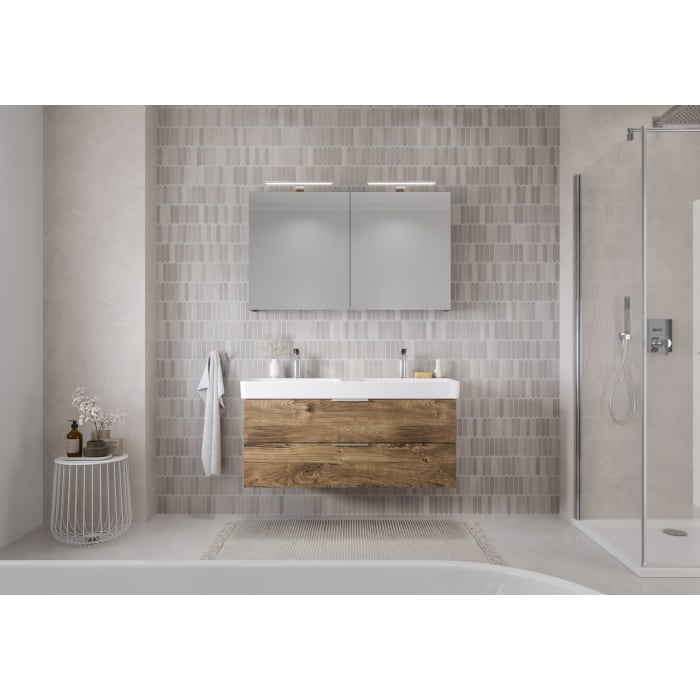 Steinkamp Living 2.0 / LAUFEN PRO S Badmöbel Set 120 cm mit Spiegelschrank, 2 Türen