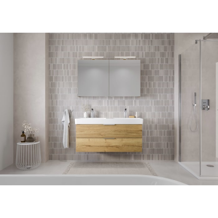 Steinkamp Living 2.0 / LAUFEN PRO S Badmöbel Set 120 cm mit Spiegelschrank, 2 Türen