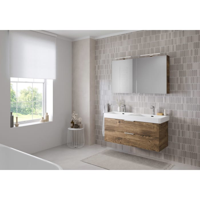Steinkamp Living 2.0 / LAUFEN PRO S Badmöbel Set 120 cm mit Spiegelschrank, 2 Türen