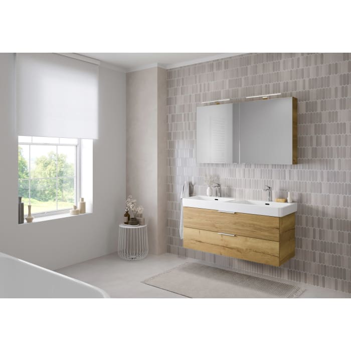 Steinkamp Living 2.0 / LAUFEN PRO S Badmöbel Set 120 cm mit Spiegelschrank, 2 Türen