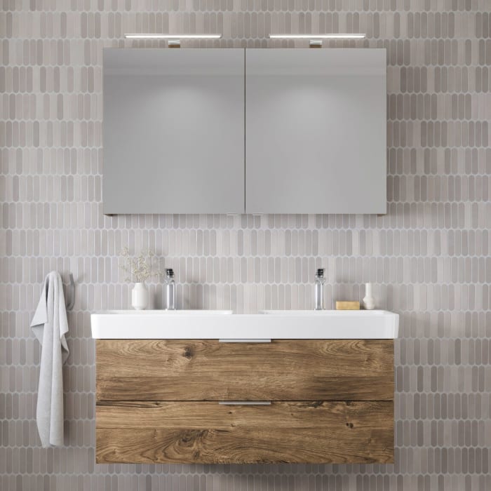 Steinkamp Living 2.0 / LAUFEN PRO S Badmöbel Set 120 cm mit Spiegelschrank, 2 Türen
