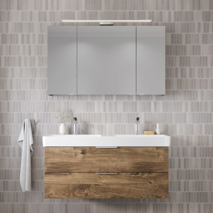 Steinkamp Living 2.0 / LAUFEN PRO S Badmöbel Set 120 cm mit Spiegelschrank, 3 Türen