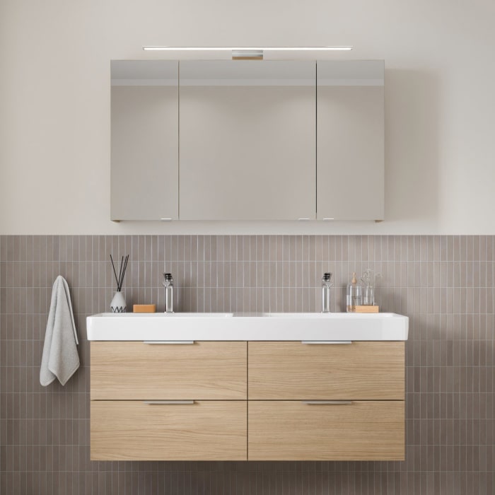 Steinkamp Living 2.0 / LAUFEN PRO S Badmöbel Set 130 cm mit Spiegelschrank, 3 Türen