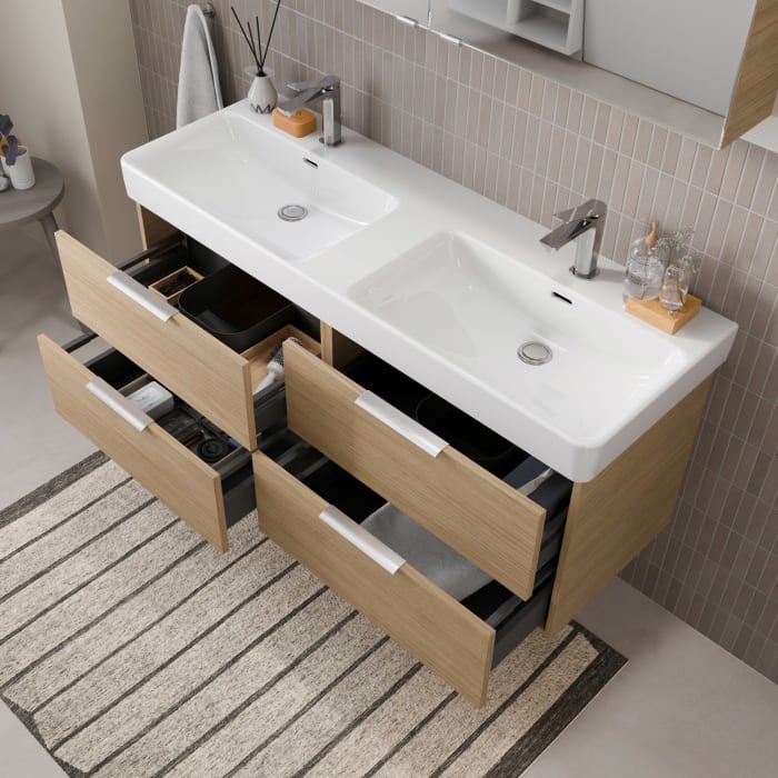 Steinkamp Living 2.0 / LAUFEN PRO S Badmöbel Set 130 cm mit Spiegelschrank, 3 Türen