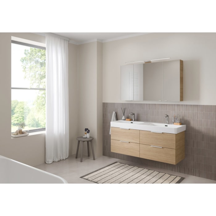 Steinkamp Living 2.0 / LAUFEN PRO S Badmöbel Set 130 cm mit Spiegelschrank, 3 Türen