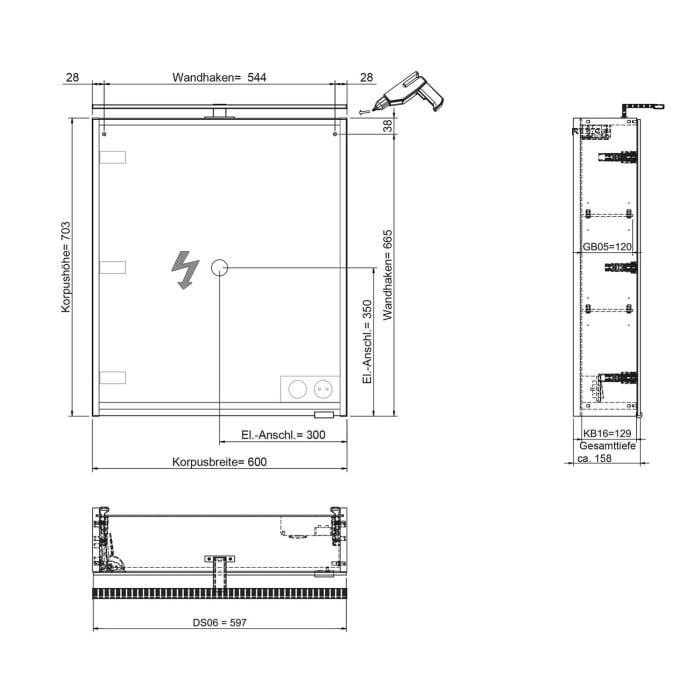 Steinkamp Living 2.0 / GROHE Essence Badmöbel Set 60 cm mit Spiegelschrank