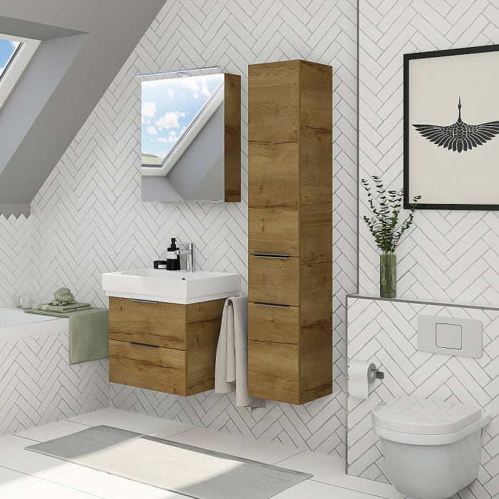 Steinkamp Living 2.0 / GROHE Cube Badmöbel Set 60 cm mit Spiegelschrank