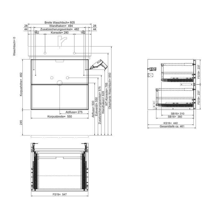Steinkamp Living 2.0 / GROHE Cube Badmöbel Set 60 cm mit Spiegelschrank