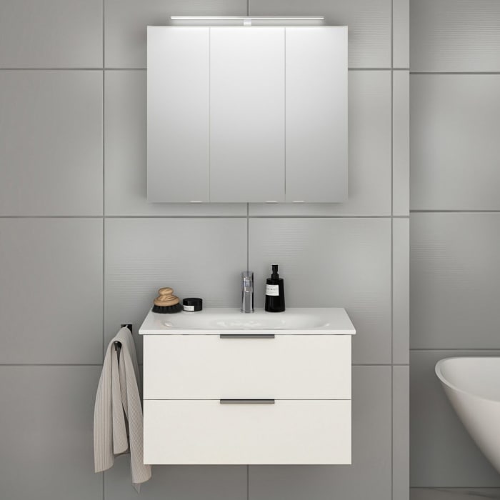 Steinkamp Living 2.0 / GROHE Essence Badmöbel Set 80 cm mit Spiegelschrank